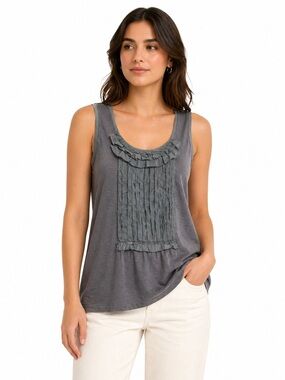 J.Crew Gray Ruffle Sleeveless Tank Top XS